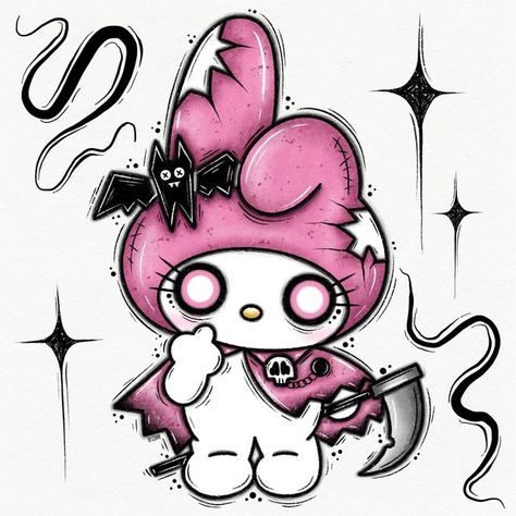 Images Hello Kitty, Hello Kitty Tattoos, Arte Do Kawaii, Hello Kitty Images, Kitty Art, Kitty Drawing, Hello Kitty Halloween, Hello Kitty Drawing, Hello Kitty Art