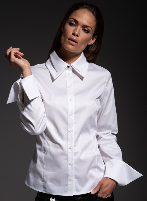 Double Collar Shirt, White Blouse Dress, Perfect White Shirt, White Shirt Outfits, Shirt Company, Double Collar, Women White Blouse, White Shirt Blouse, Classic White Shirt