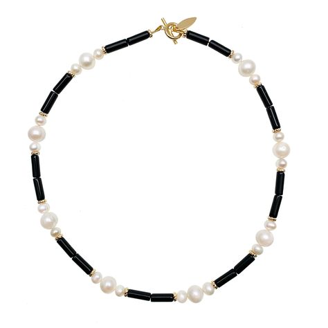 Farra Black Agate and Pearl Necklace - shop idPearl Black And White Beaded Bracelet, Baroque Pearls Jewelry, White Beaded Bracelet, Smoky Quartz Necklace, Turquoise Choker, Malachite Necklace, Nice Jewelry, Pearls Earrings, Oval Necklace