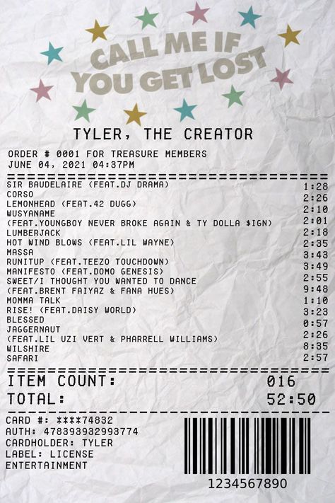 Call Me If U Get Lost Poster, Call Me If You Get Lost Receipt, Call Me If You Get Lost Id Template, Tyler The Creator Receipt, Call Me If U Get Lost, Call Me If You Get Lost Poster, Call Me When You Get Lost, Call Me If You Get Lost Aesthetic, Call Me If You Get Lost Widgets