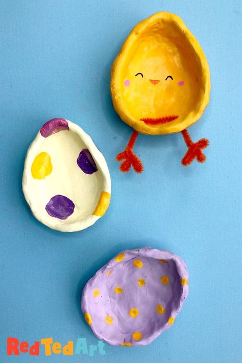 On Red Ted Art we love easy Air Drying Clay Projects! Why not give this Easter Pinch Pot How To a go? Påskeaktiviteter For Barn, Easter Art Project, Clay Projects For Kids, Easter Pottery, Air Drying Clay, Red Ted Art, Kids Clay, Pinch Pot, Diy Ostern