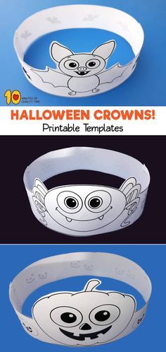 Halloween Crowns - Printable Templates Bat Headband Craft For Kids, Halloween Head Bands Diy, Bat Headband Craft, Halloween Headband Craft, Halloween Hat Craft, Dulceros Halloween, Halloween Crown, Moldes Halloween, Bricolage Halloween