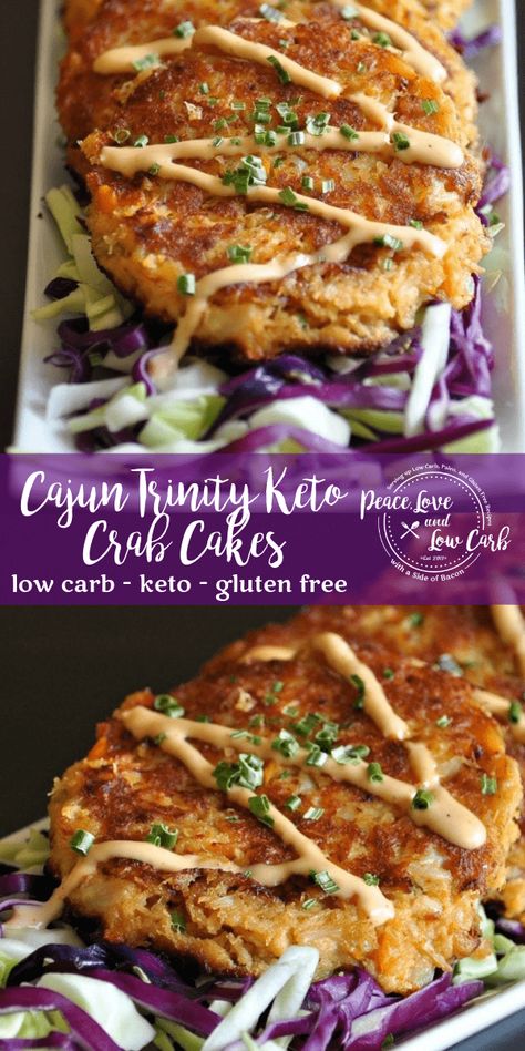 These Cajun Trinity Keto Crab Cakes are a low carb nod to one of my favorite cities in the world – New Orleans! Crab Meals, August Meals, Cajun Trinity, Keto Crab Cakes, Steak With Blue Cheese, Simply Keto, Keto Meat, Peace Love And Low Carb, Seafood Meals