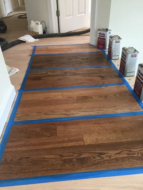 Wood Floor Stains On Red Oak, Red Oak Floors Refinished, Red Oak Stained Floors, Duraseal Chestnut On Red Oak, Best Stain For Red Oak Floors, Refinish Red Oak Floors, Early American Stain On Red Oak, Red Oak Floors Kitchen, Refinishing Red Oak Hardwood Floors