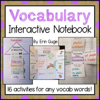 Print and Digital! Get maximum engagement with vocabulary words! These 16 activities (to use with any vocabulary list) are an effective way to increase understanding and retention of new words our students encounter!  And it comes in 2 versions!The first version is for an Interactive Notebook. Student directions with sample pictures are included (half-sheet size that can be laminated and placed on a ring in a word work center, or can be placed on the front of file folders containing the activity Word Study Activities 3rd Grade, Vocab Activities Elementary, Vocabulary Worksheets For Grade 2, Vocabulary Notebook Ideas, Teaching Vocabulary Activities, Vocabulary Activities Elementary, Interactive Notebook Ideas, Vocabulary Interactive Notebook, Races Writing Strategy