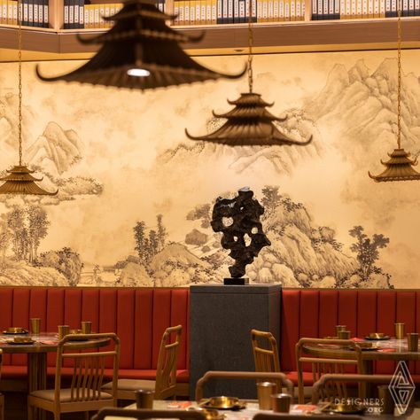 Beile Hotpot dining space - Designers.org Mongolian Restaurant Design, Traditional Chinese Restaurant Interior, Chinese Resto Interior Design, Fancy Chinese Restaurant, Chinese Inspired Interior Design, Chinese Bar Design, Chinese Interior Design Modern, Japanese Restaurant Aesthetic, Asian Restaurant Interior Design