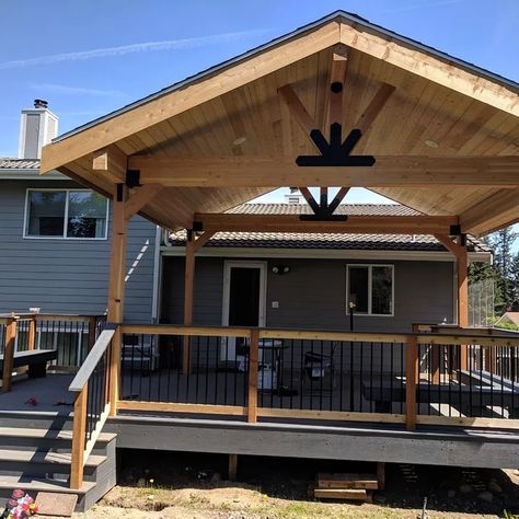 Roofs Over Decks, Deck Update, Patio Roof Extension Ideas, Decks Ideas, Deck Addition, Gazebo On Deck, Deck Remodel, Gazebo Roof, Covered Patio Design