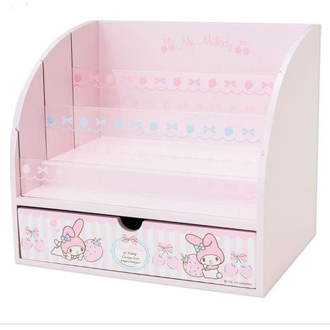 Cube Storage Decor, Wooden Accessory, Hello Kitty Bedroom, Chest Drawer, Hello Kitty Rooms, Pink Desk, Charmmy Kitty, Otaku Room, Cute Furniture