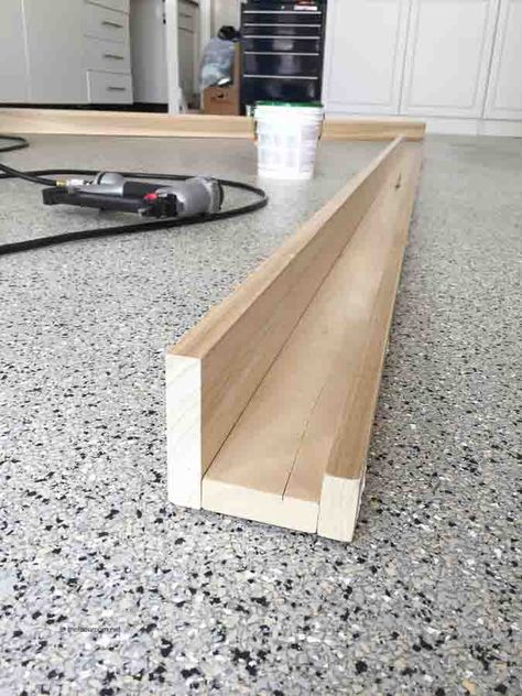 Shelves For Picture Frames, Hallway Picture Shelf, Natural Wood Framed Art, Shelving For Picture Frames Photo Ledge, Picture Ledges Diy, Photo Wall Shelves Living Room, Wall Picture Shelves, Diy Picture Rail Shelf, Picture Shelf Hallway Photo Ledge