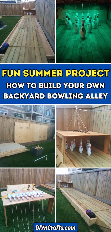 Fun Summer Project: How to Build Your Own Backyard Bowling Alley Backyard Bowling Alley, Mini Bowling Alley, Diy Bowling Alley, Backyard Bowling, Outdoor Bowling, Diy Bowling, Backyard Activities, Sunflower Party, Mini Bowling