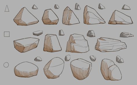 ArtStation - Basic Practice Rock#04, Vergil Chen Stone Drawing Reference, How To Draw Rocks Step By Step, Rock Drawing Reference, How To Draw A Rock, How To Draw Rocks, Pebble Illustration, Stone Concept Art, Rocks Reference, Stone Sketch