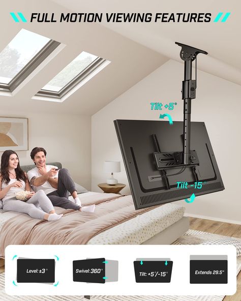 Such a Cool Idea! Grab it now Tv Mount For Slanted Wall, Tv Mount On Slanted Ceiling, Ceiling Mount Swivel Tv, Tv On Swivel Mount, Folding Tv Ceiling Mount, Tv From The Ceiling, Tv Mounted On Slanted Ceiling, Sloped Ceiling Tv Mount, Slanted Wall Tv Mount