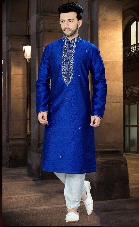 #RoyalBlueKurtaPajama #WeddingKurtaforMen Kurta For Men Design, Arabic Outfits, Wedding Outfits For Men, Arabic Outfit, India Fashion Men, Royal Blue Colour, Mens Indian Wear, Sangeet Ceremony, Indian Wedding Makeup