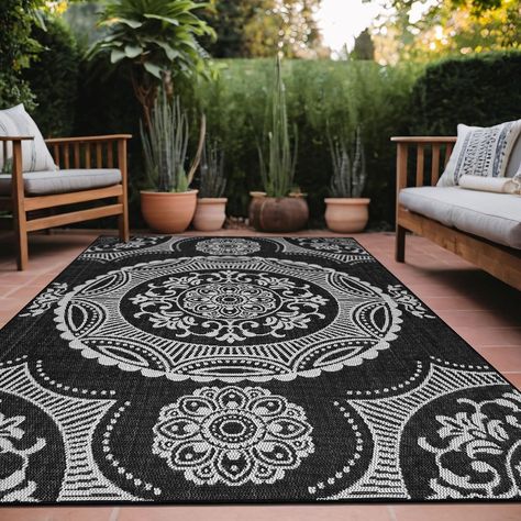 PRICES MAY VARY. USABLE EVERYWHERE: Enhance any space with our modern area rug. It's suitable for patio, porch, deck, kitchen, backyard, living room and high traffic areas. Our outdoor rugs will instantly elevate your living areas. BUILT TO RESIST STAIN & WEATHER: Our indoor outdoor rugs are resistant to both weather and stains, are durable against UV fading, water, and dirt, making them perfect for outdoor use. SIMPLE CARE: If you need to clean this modern rug, you are in luck! You can use a da Backyard Living Room, Outside Carpet, Indoor Patio, Patio Porch, Outdoor Rug, Easy Cleaning, Porch, Carpet, Area Rugs