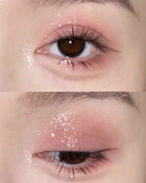 Eyeshadow Korean, Glitter Eyeshadow Looks, Rose Makeup, Douyin Makeup, Doll Eye Makeup, Korean Eye Makeup, Glitter Eye Makeup, Ethereal Makeup, Asian Eye Makeup