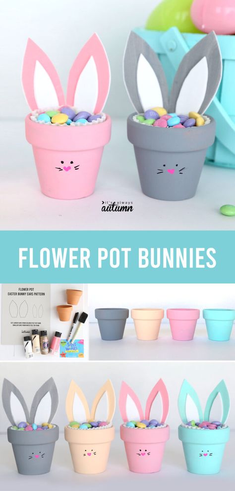 Clay Pot Valentine Crafts, Easter Candy Ideas For Kids Goodie Bags, Easter Candy Decor, Easter Baskets For Kids Diy Craft Ideas, Easter Craft Gifts, Easy Diy Easter Crafts For Kids, Paas Knutsels Kids, Easter Diy Gifts For Kids, Easy Easter Baskets For Kids