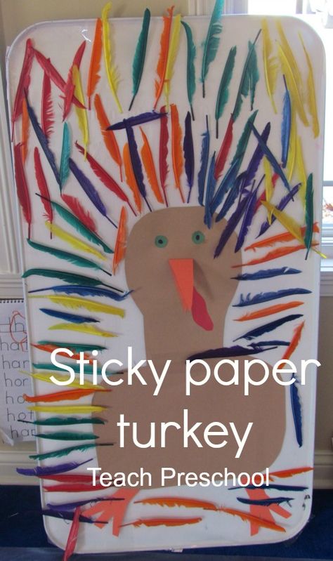 Sticky paper turkey dress-up and patterning – Teach Preschool Turkey Art Projects, Paper Turkey, Fall Crafts For Toddlers, Thanksgiving Activities Preschool, Thanksgiving Crafts For Toddlers, Turkey Activity, Thanksgiving Crafts Preschool, Easy Thanksgiving Crafts, Teach Preschool