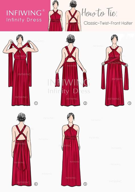 How To Tie Infinity Dress Tutorials, How To Wear Infinity Dress, How To Tie Infinity Dress, Infinity Dress Tutorial, Infinity Dress Ways To Wear, Infinity Dress Styles, Infinity Dress Bridesmaid, Multi Way Dress, Dress Tutorials