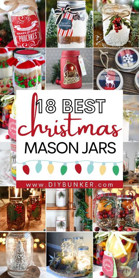 Diy Holiday Mason Jars, Jar Decorating Ideas For Christmas, Xmas Mason Jars, Mason Jars For Christmas Decorations, Christmas Jar Ideas Handmade Gifts, How To Decorate Mason Jars For Christmas, Mason Jar Decorations For Christmas, Christmas Jars Decorations Craft Ideas, Mason Jar Xmas Gifts