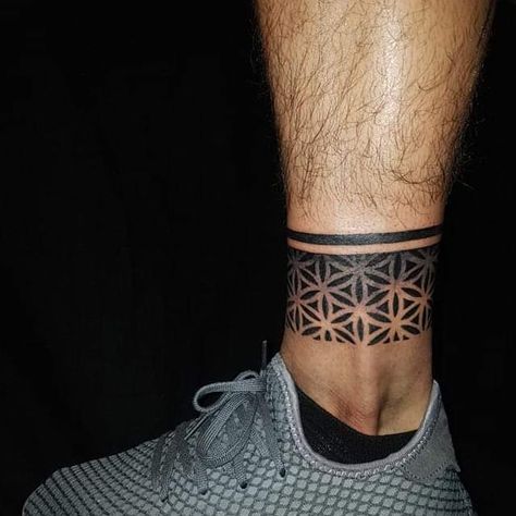 40 Ankle Tattoos That Will Make You Crave Ink | Find out what will work best for you with these amazing ankle tattoos. Lifestyle Ankle Band Tattoo Mens, Ankle Tattoo Mandala, Inner Ankle Tattoos, Calf Tattoo Ideas, Ankle Foot Tattoo, Ankle Band Tattoo, Ankle Tattoo Men, Leg Band Tattoos, Samurai Tattoo Sleeve