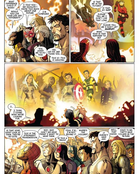 The strongest transmission. #BrianMichaelBendis #JohnRomita #JohnRomitaJr #MarvelBoy #Avengers #TheAvengers #AvengersAssemble #CaptainAmerica #SteveRogers #IronMan #TonyStark #Thor #Odinson #Hawkeye #ClintBarton #SpiderMan #SpiderManHomecoming #Wolverine #Logan #SpiderWoman #JessicaDrew #BuckyBarnes #NewAvengers #MarvelUniverse #MarvelNOW #MarvelComics #Marvel #ComicBooks #Comics #ComicsDune Next Avengers, Marvel Comics Artwork, Heroic Age, Wolverine Logan, John Romita Jr, Avengers Team, Thor Odinson, Avengers 2, Crazy Fans