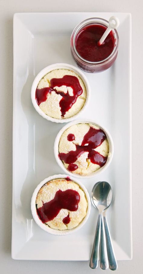 A Restaurant-Level Dessert You Can Totally Pull Off at Home Ramekin Recipe, Raspberry Coulis, Souffle Recipes, Blue Desserts, Raspberry Sauce, Guilt Free Dessert, Decadent Desserts, Free Desserts, Just Desserts