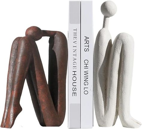 Amazon.com: Decorative Bookends for Heavy Books, Thinker Statue Book Holders for Shelves & Office Desk, Abstract Decor Aesthetic Book Ends Stoppers, Modern Bookshelf Decoration : Home & Kitchen Book Ends Aesthetic, Book Stopper, Shelves Office, Bookshelf Accessories, Aesthetic Bookshelf, Bookshelf Decoration, Diy Bookends, Book Holder Stand, Barbie Miniatures