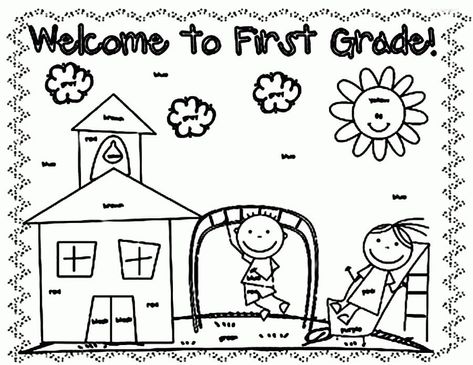 Education Coloring Pages - Free Printable Coloring Pages at ColoringOnly.Com Welcome To First Grade, Back To School Coloring Pages, First Day Of First Grade, Math Coloring Worksheets, 2nd Grade Activities, Math Pages, Christmas Worksheets, 1st Grade Math Worksheets, School Coloring Pages