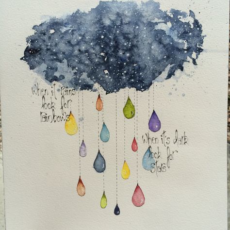 Rain. Buku Diy, Watercolor Painting Easy, Diy Watercolor Cards, Doodle Art Flowers, Kids Watercolor, Watercolor Journal, Diy Watercolor Painting, Watercolor Flower Art, Watercolor Art Lessons