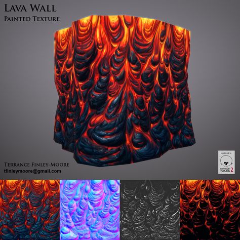 ArtStation - Hand Painted Lava Wall Texure, Terrance Finley-Moore Lava Painting, Lava Wall, Fire Texture, Wall Paint Texture, Lava Texture, Lava Art, Game Textures, Hand Painted Textures, Texture Seamless