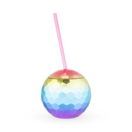 Disco Ball Drink, Rainbow Disco Ball, Disco Ball Cup, Party Tablescapes, Roller Disco, Drinks Tumbler, Silvester Party, Derby Party, Bachelorette Party Favors