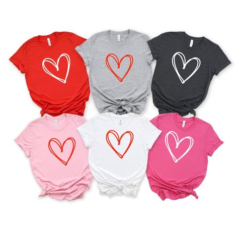 Cute Valentines Day Tee for women  These adorable valentines day tshirts are available in Multiple Colors. This sweet shirt with a modern doodle heart design is made from the softest material in high quality print making it perfect to layer this Valentines Day. Pair this comfy t-shirt with your favorite jeans or leggings and jacket for and adorable V-day outfit ! Handmade with Love...Great for valentines day outfits and casual wear for the rest of the year !! Sizes: XSmall (0-4) Small (4-6) Medi Valentines Day Outfits, Doodle Heart, Cute Valentines Day, Modern Heart, Cute Valentines, Valentines Day Shirt, Sweet Shirt, Day Outfits