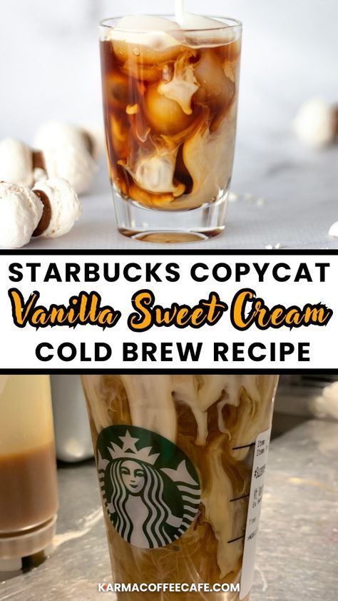 Master the art of making Starbucks' Vanilla Sweet Cream Cold Brew at home. This copycat recipe includes a step-by-step guide to creating that smooth, creamy cold brew with just a few ingredients. It’s a must-try for coffee lovers! Recipe For Cold Brew Coffee, How To Make A Starbucks Vanilla Sweet Cream Cold Brew, Home Made Cold Brew Coffee, How To Make Vanilla Sweet Cream Cold Foam, Recipes With Cold Brew Coffee, Cold Brew Creamer Recipe, Coffee Recipes With Cold Brew, Cold Brew With Instant Coffee, Cold Brew Flavor Recipes