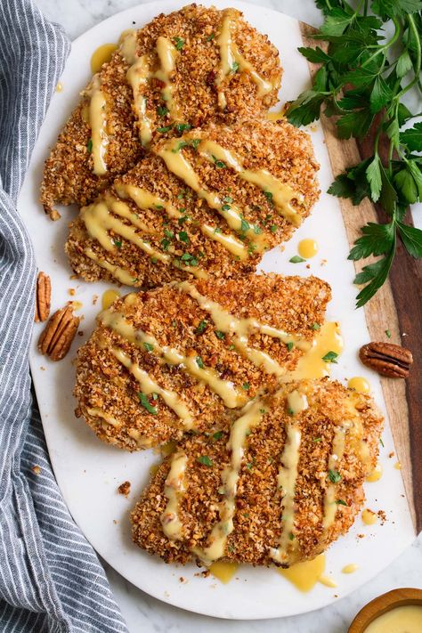 Honey Mustard Pecan-Crusted Chicken Pecan Crusted Chicken, Low Carb Low Fat, Delicious Chicken Breast Recipes, Pecan Chicken, Chicken Tender, Chicken Breast Recipe, Honey Mustard Chicken, Honey Mustard Sauce, Mustard Chicken