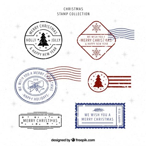 Set of beautiful christmas stamps Free V... | Free Vector #Freepik #freevector #christmas #christmas-card #label #merry-christmas Christmas Stickers Printable Free, Christmas Illustration Design, Christmas Mail, Christmas Envelopes, Christmas Plants, Christmas Board, Mail Stamp, Merry Happy, Happy New Year Wishes