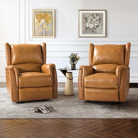 Whether catching your favorite shows after a long day or kicking back with the latest bestseller on your day off, this power recliner set offers the perfect perching point in your home. Leather Recliner Living Room, Mid Century Modern Recliner, Spanish Home Decor, Living Room Recliner, Chair Recliner, Recliner Chairs, Leather Recliner Chair, Swivel Barrel Chair, Rocker Recliners