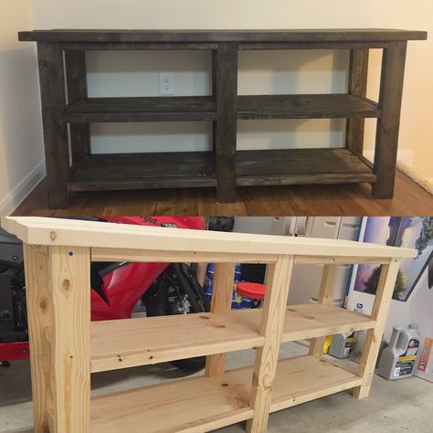 Homemade Tv Stand, Simple Tv Stand, Tv Stand Plans, Small Tv Stand, Rustic Console, Diy Console, Wood Entertainment Center, Diy Entertainment, Diy Tv Stand