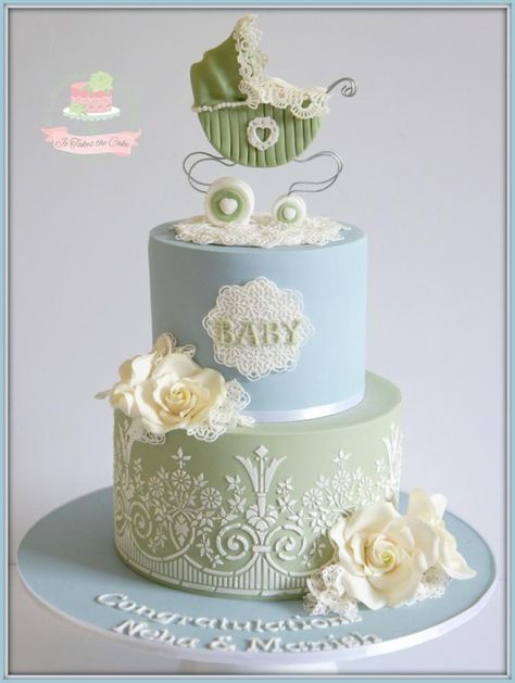 Vintage Boy Baby Shower - Cake by Jo Finlayson (Jo Takes the Cake) Vintage Baby Shower Cake, Baby Shower Cake Boy, Baby Carriage Cake, Baby Shower Cake Ideas, Carriage Cake, Christening Cake Boy, Baby Shower Sweets, Cake Boy, Baby Shower Cakes For Boys