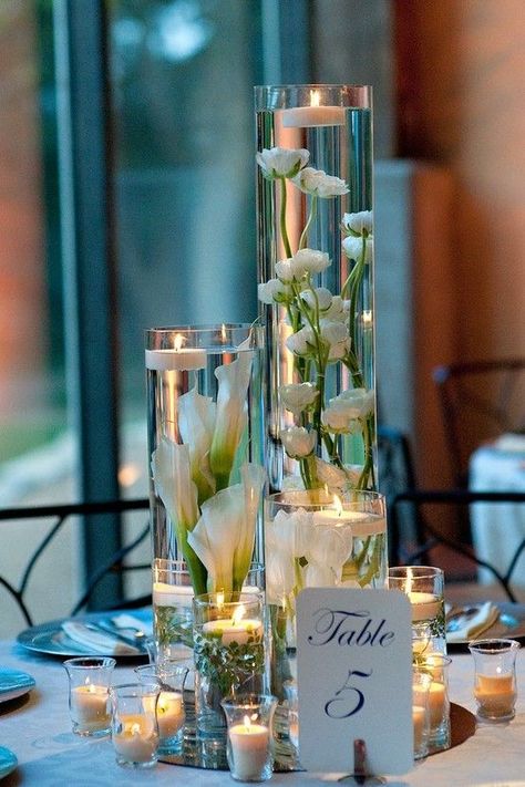 Candles And Flowers, Orchids In Water, Beautiful Wedding Reception, Rustic Wedding Decorations, Breathtaking Wedding, Mod Wedding, Deco Floral, Floating Candles, Wedding Cake Designs