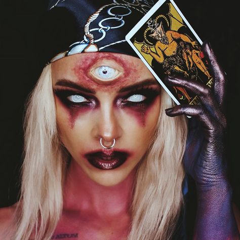 @romina_dietrich_makeup gets creepy with her fortune teller Halloween makeup look. She is channeling all your inner demons to disappear. In this look, she used the All Nighter Foundation to enhance her skin and create a smooth base. Creepy Fortune Teller Makeup, Fortune Teller Halloween Makeup, Halloween Makeup Spooky, Creepy Fortune Teller, 7 Deadly Sins Makeup, Fx Makeup Ideas, Halloween Fortune Teller Costume, Fortune Teller Makeup, Fortune Teller Halloween