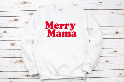 Merry Mama Christmas shirt for mom Holiday sweatshirt for mama unisex size pullover crewneck sweatshirt Family Christmas Outfits, Retro Holiday, Christmas Tops, Girls Fleece, Holiday Sweatshirt, Christmas Mom, Bella Canvas Tees, Thanksgiving Shirts, Mama Shirt