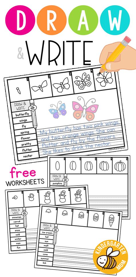 Writing And Drawing Journal, Practice Writing Sheets Kindergarten, Draw Write Now, Spring Handwriting Activities, 1st Grade Writing Journal, Write And Draw Template Free Printable, Kindergarten Drawing Prompts, Write Around The Room Kindergarten Free, Spring Writing Activities Kindergarten