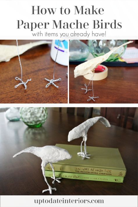 Paper Mache Birds How To Make, Papier Mache Birds, Bird Paper Mache, Diy Paper Mache Animals, Paper Mache Projects Diy Tutorial, Paper Mache Projects Ideas Inspiration, Paper Mache Crafts Diy, Paper Mache Easy, Paper Mache Sculpture Ideas