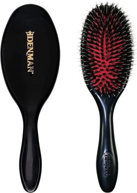 Denman Cushion Hair Brush (Medium) with Soft Nylon Quill Boar Bristles - Porcupine Style for Grooming, Detangling, Straightening, Blowdrying and Refreshing Hair – Black, P081M : Amazon.ca: Health & Personal Care Denman Brush Curls, Boar Hair Brush, Denman Brush, Xmas 2024, Boar Bristle Brush, Wishlist 2024, Best Brushes, Bristle Brush, Soft Bristle Brush