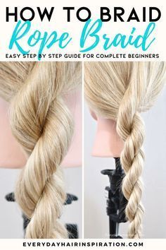 How To Upside Down Braid Your Own Hair, How To Side Braid Your Own Hair Simple, Easy Braid Tutorial Videos, Diy Hairstyles Braids, Easy Self Braids Simple, How To Do A Thick Braid, How To Do A Twist Braid Step By Step, Twisted Hair Braid, How To Rope Twist