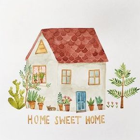 Home Sweet Home. . #watercolorpainting #painting #winsorandnewton #illustration #coffeeandpaint #homesweethome #inspiremyinstagram #studiolife #watercolours #lovelysquares #creativeprocess #livecolorfully #persuepretty Nebulas, House Illustration, The Attic, Cute House, House Drawing, Watercolor Drawing, The Fox, Watercolor Cards, Home Sweet Home