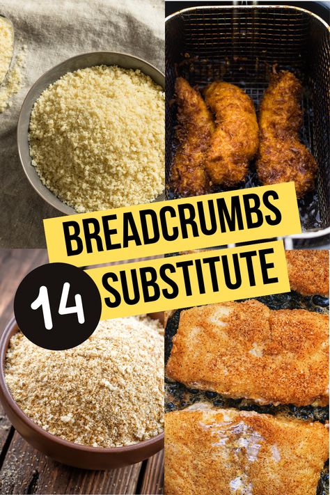 14 Best Bread Crumb Substitutes - What To Use Instead. Looking for the perfect crunch without the breadcrumbs? 🍞➡️🚫 Discover 14 game-changing substitutes that'll elevate your fried foods while catering to all sorts of diets. From keto-friendly to gluten-free options, we've got something for everyone. Say goodbye to boring and hello to delicious variety! Healthy Bread Crumbs, Keto Breadcrumb Replacement, Substitute For Panko Bread Crumbs, Breaded Chicken No Breadcrumbs, Gluten Free Bread Crumbs Substitute, Bread Crumb Substitute, Healthy Bread Crumbs Alternative, Keto Bread Crumbs Substitute, Breadcrumb Alternative