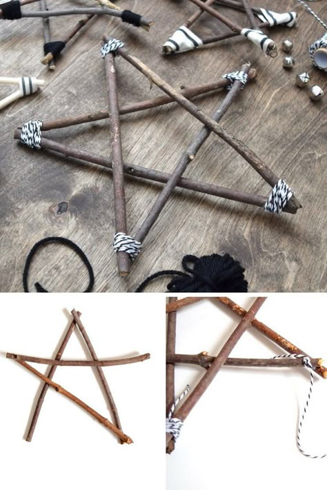 diy-twig-star-christmas-diy-decoration-pin Deco Noel Nature, Twig Stars, Twig Crafts, Hantverk Diy, Witch Stuff, Navidad Diy, Wood Project, Xmas Ideas, Handmade Christmas Ornaments