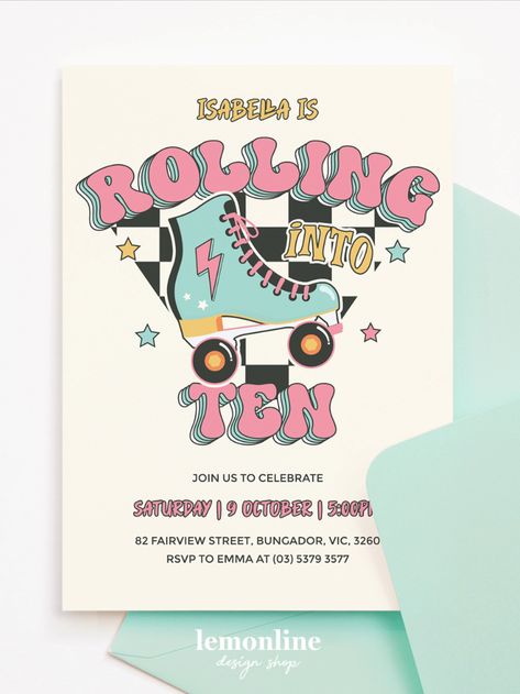 Roller Skate Rink, Roller Skate Invitations, Skate Rink, Skate Invitations, Roller Skating Birthday Invitations, Teenager Party, Skate Birthday Party, Roller Skate Birthday, Cr7 Vs Messi