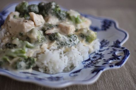 Our Favorite Chicken Divan Chicken And Broccoli Over Rice, Recipes Using Sour Cream, Creamy Chicken And Broccoli, Creamy Chicken Broccoli, Bountiful Kitchen, Chicken Divan, Creamy Chicken And Rice, Favorite Dinner, Chicken And Broccoli